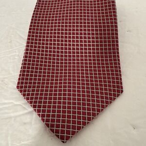 Red Tie With White Check 100% Silk-Geometric Pattern-Handmade-Weatherproof